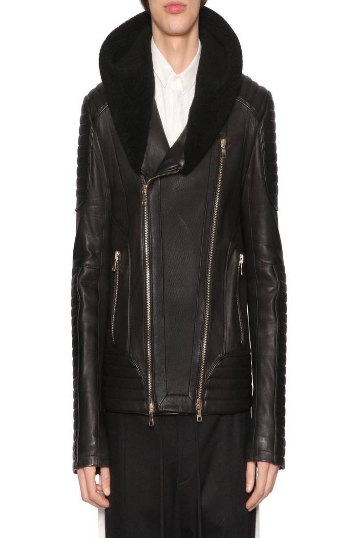Men's genuine lambskin leather jacket leather motorcycle biker racer style jacket-cl-m67