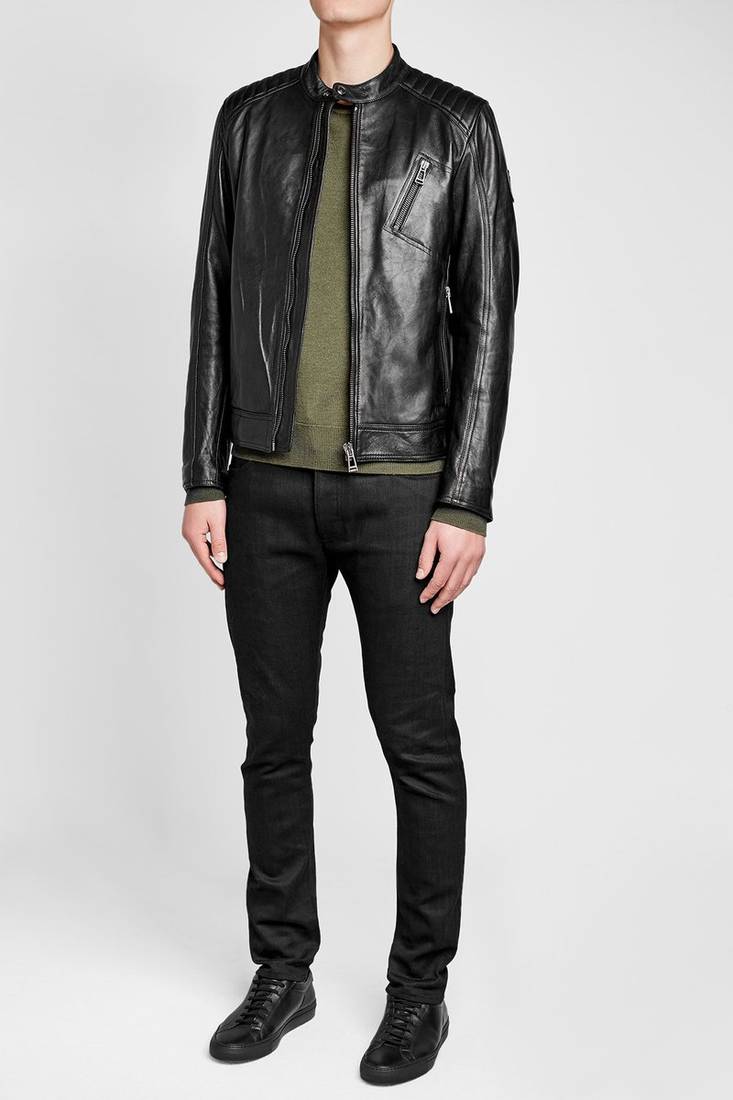Men's olive green genuine lambskin leather jacket stylish slim fit leather jacket-l70