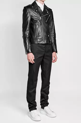 men's genuine lambskin leather biker jacket classic moto zip style premium refined