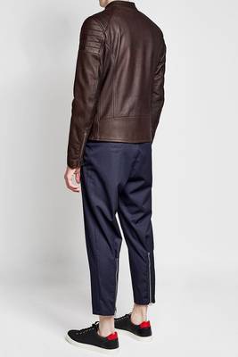 men's genuine lambskin leather biker jacket classic moto zip style premium elegant 3