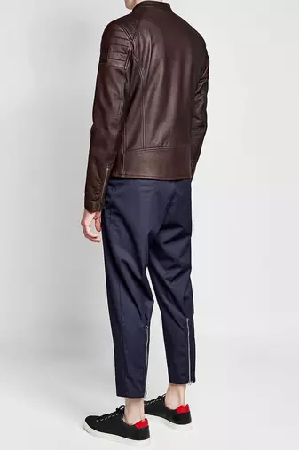men's genuine lambskin leather biker jacket classic moto zip style premium elegant
