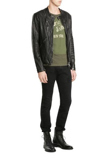 men's genuine lambskin leather biker jacket classic moto zip style premium deluxe