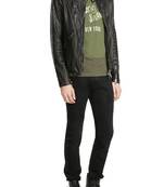 Men's genuine lambskin leather jacket leather motorcycle biker racer style jacket-cl-m81