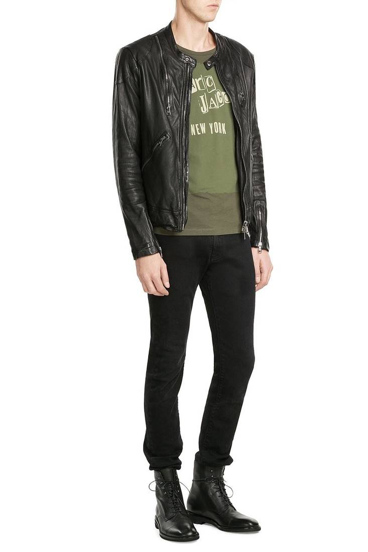 Men's genuine lambskin leather jacket leather motorcycle biker racer style jacket-cl-m81