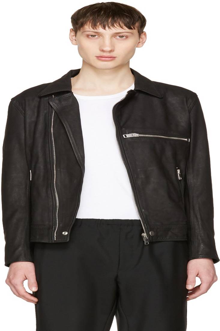 Men's genuine lambskin leather jacket leather motorcycle biker racer style jacket-cl-m94