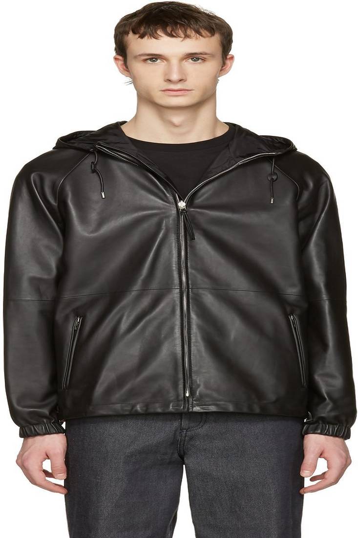 Men's genuine lambskin leather jacket leather motorcycle biker racer style jacket-cl-m95