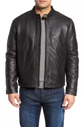 men's genuine lambskin leather biker jacket classic moto zip style premium featured