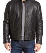 Men's genuine lambskin leather jacket leather motorcycle biker racer style jacket-cl-m96