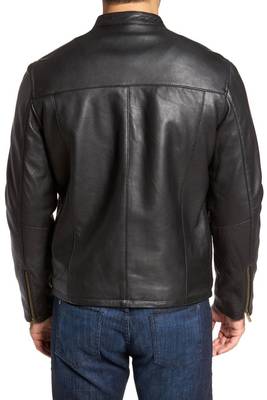 men's genuine lambskin leather biker jacket classic moto zip style premium featured 3