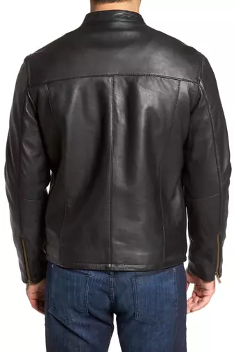 men's genuine lambskin leather biker jacket classic moto zip style premium featured