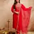 Women embroidered chanderi silk kurta set with organza dupatta