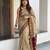 Beige blended cotton embroidered zari work saree with blouse