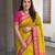 Gold blended cotton embroidered zari work saree with blouse