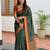 Green blended cotton embroidered zari work saree with blouse