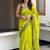 Light green blended cotton embroidered zari work saree with blouse