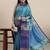 Light blue pure cotton woven zari work saree with blouse