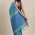 Light blue pure cotton woven zari work saree with blouse