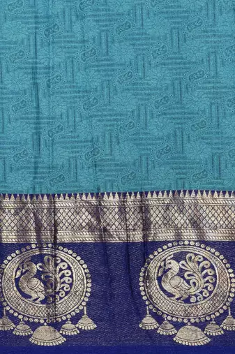 Light blue pure cotton woven zari work saree with blouse