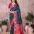 Dark blue pure silk woven zari work saree with blouse