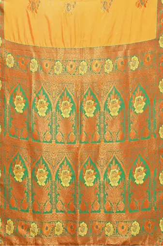 Gold blended cotton woven zari work saree with blouse