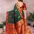 Green pure silk woven zari work saree with blouse