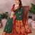 Green blended cotton woven zari work saree with blouse