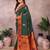 Green blended cotton woven zari work saree with blouse
