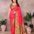 Pink pure silk woven zari work saree with blouse