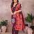 Magenta blended cotton woven zari work saree with blouse
