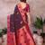 Magenta blended cotton woven zari work saree with blouse