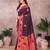 Magenta blended cotton woven zari work saree with blouse