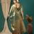 Dark green pure silk woven zari work saree with blouse