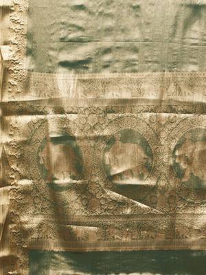Dark green pure silk woven zari work saree with blouse 5