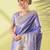 Blue pure silk woven zari work saree with blouse