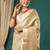 Beige pure silk woven zari work saree with blouse