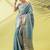 Light blue pure silk woven zari work saree with blouse