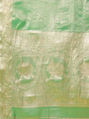 Light green pure silk woven zari work saree with blouse 5