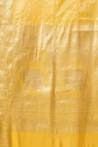 Mustard pure silk woven zari work saree with blouse