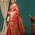 Orange pure silk woven zari work saree with blouse