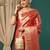 Orange pure silk woven zari work saree with blouse