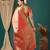 Orange pure silk woven zari work saree with blouse
