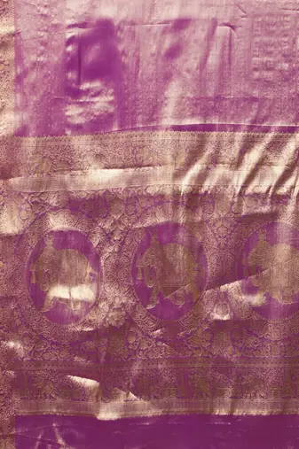 Purple pure silk woven zari work saree with blouse