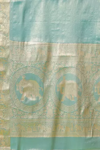 Light green pure silk woven zari work saree with blouse