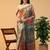 Multicolor blended cotton printed zari work saree with blouse