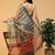 Multicolor blended cotton printed zari work saree with blouse