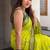 Light green blended cotton embroidered zari work saree with blouse
