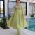 Pista green mal chanderi embroidery zari sequins flared salwar suits