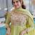 Pista green mal chanderi embroidery zari sequins flared salwar suits
