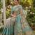 Cream blue blended cotton printed zari work saree with blouse
