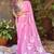 Pink pure cotton printed zari work saree with blouse